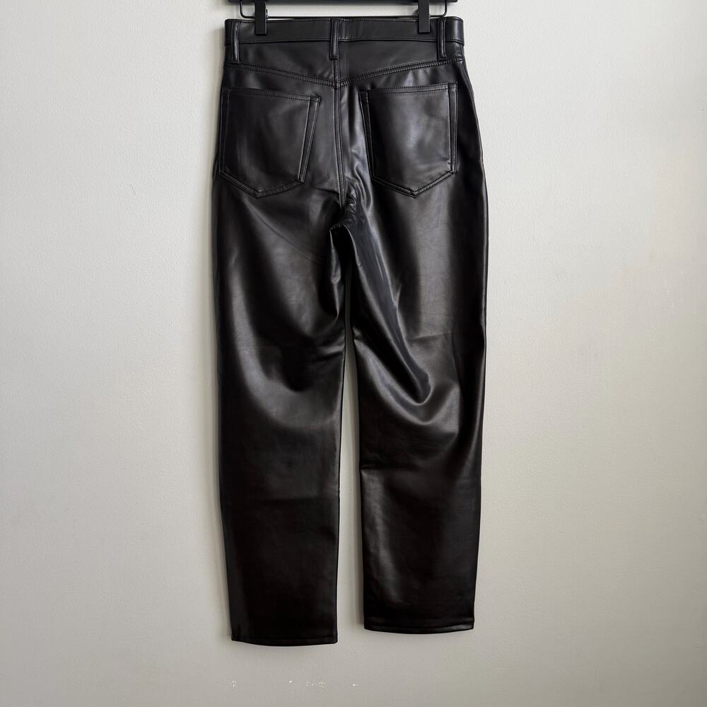 Abercrombie & Fitch Ankle Straight High Rise Vegan Leather Pants in Black 6/28 - Picture 9 of 15